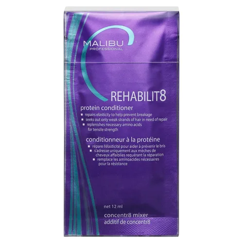 Miniatura 11 de Malibu C REHABILIT8 - Acondicionador de proteínas suavizantes (1 paquete) – Repone la proteína capilar y los aminoácidos para evitar la rotura