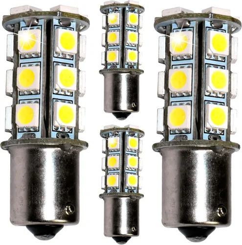 Miniatura 10 de HQRP BA15s Base de bayoneta de un solo contacto SMD 5050 6300-7000K 10-30V DC 3.4W bombilla LED compatible con #93, 382, 1141, 1156, 1157