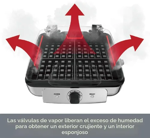 Miniatura 5 de All-Clad Fabricante de Waffles de Acero Inoxidable de 4 Secciones, Fabricantes de Waffles Gruesos de Bélgica, Almacenamiento Vertical 1600 Vatios
