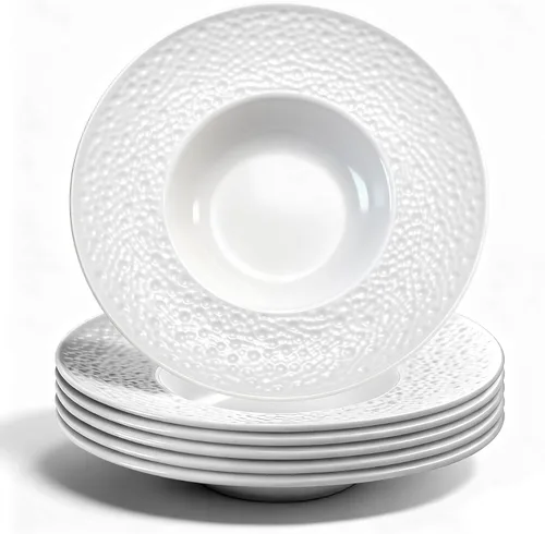Berglander Juego de 6 cuencos de sopa con bordes, reutilizables de 9 onzas, platos multiusos para sopa de champiñones, pasta, fruta, helado, postre,