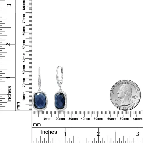 Miniatura 12 de Gem Stone King Aretes colgantes de plata de ley 925 con piedra natal y diamantes blancos cultivados en laboratorio de 4.60 quilates para mujer