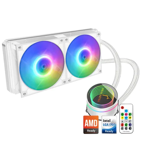 Miniatura 11 de Dracaena.io Enfriador de CPU AIO de 4.724 in, control remoto ARGB, ventilador PWM ARGB silencioso, bomba de rodamiento hidráulico y radiador