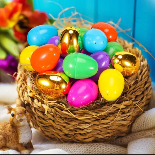 Miniatura 8 de 288 huevos de Pascua – 2.36 pulgadas de colores brillantes huevos de Pascua de plástico vacíos incluyen 18 huevos dorados perfectos para la caza