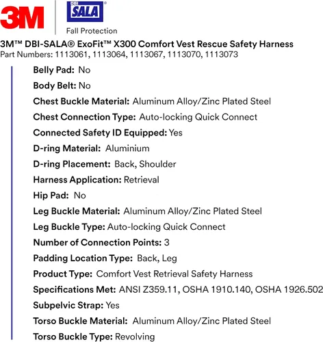 Miniatura 3 de 3M Arnés de recuperación estilo chaleco DBI-Sala Exofit NEX