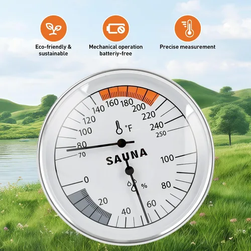 Miniatura 5 de Termómetro de sauna Fahrenheit e higrómetro 2 en 1 – Medidor preciso de temperatura de humedad interior, accesorios de sauna, medidor