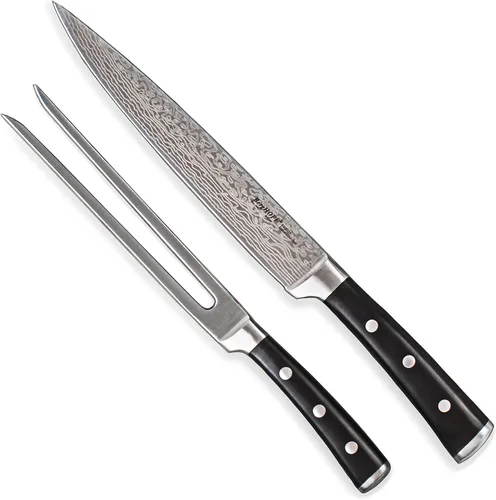 Berghoff Antigua - Juego de cuchillos y tenedores para carne, acero inoxidable, hoja afilada, mango de PP, remaches triples