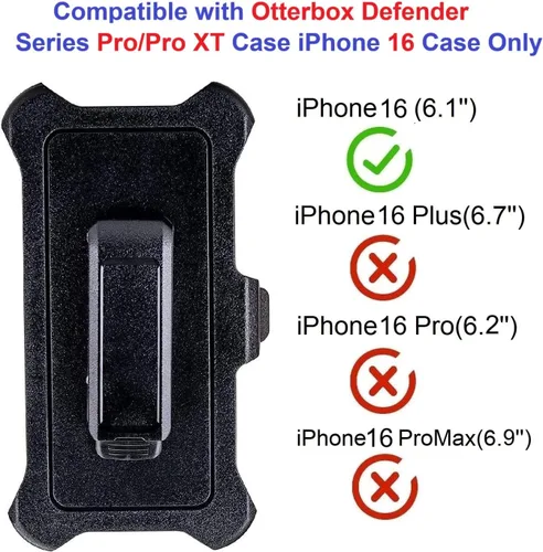 Miniatura 3 de [Paquete de 2] Funda con clip para cinturón compatible con Otterbox Defender Series Pro/Pro XT Case iPhone 16