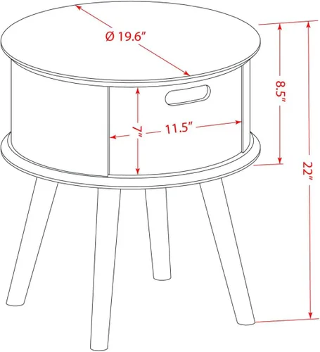 Miniatura 3 de East West Furniture GONE11 Gorgeous Gordon - Mesita de noche redonda de una pieza con cajón, 1 paquete, acabado negro