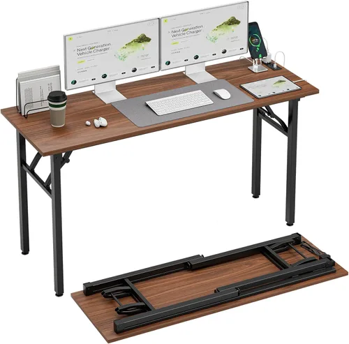 Miniatura 9 de TEMI Mesa de Computadora Pequeña Mesa Plegable - Escritorio de Oficina Plegable de 35.8", Sin Ensamblaje, Perfecto para Espacios Pequeños