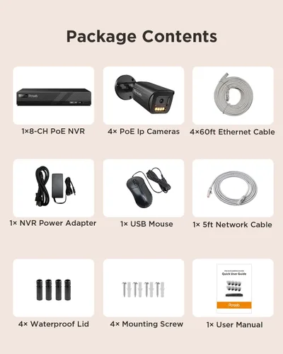 Miniatura 8 de Sistema de seguridad de 4 cámaras, 8 canales, 4 cámaras PoE IP con cable de 5 megapíxeles para exteriores, detección de vehículos humanos AI, audio
