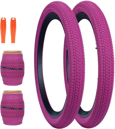 Miniatura 15 de Neumático de bicicleta de 14, 16, 20, 24, 26 x 2.125, paquete de 2 neumáticos de bicicleta para niños, neumáticos de repuesto plegables para la Rojo
