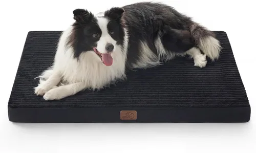 Miniatura 13 de Bedsure ComfyFleece - Camas ortopédicas para perros de gran tamaño para jaula con funda extraíble para máquina, no impermeable, alfombrilla de Gris