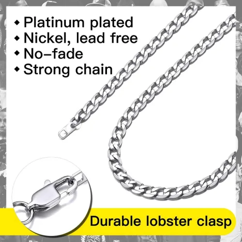 Miniatura 5 de Suplight Cuban Link Chain for Men Women, 18K GoldBlack Plated q316L Miami Cuban Chain Stainless Steel Chains Mens Necklaces 4MM 6MM 9MM 18" 20" 22