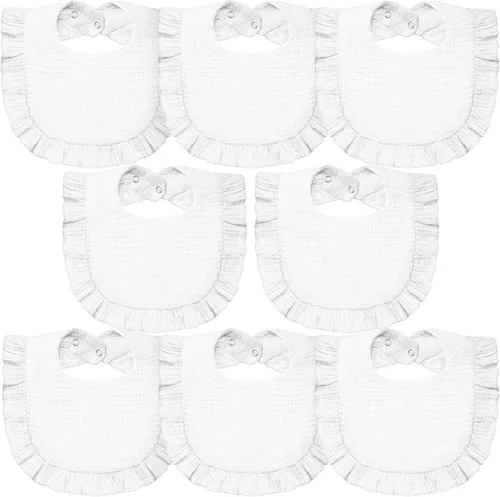 Miniatura 10 de Lictin Juego de 8 baberos de muselina para bebé - Baberos tipo bandana para babeo y dentición, de algodón unisex Cálido