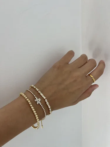Miniatura 3 de BaubleBar Juego de pulsera Pisa para mujer, tres pulseras de cuentas chapadas en oro, joyería de moda, regalo de moda