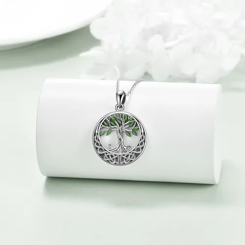 Miniatura 112 de ONEFINITY Collar de plata de ley 925 con diseño de árbol de la vida con colgante de nudo celta de concha de abulón para mujer