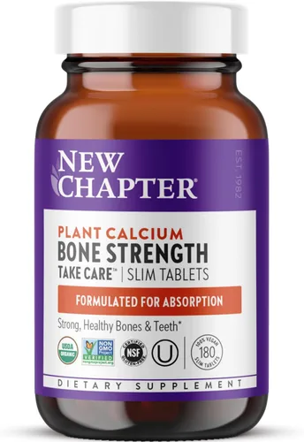 Suplemento de calcio New Chapter - Calcio de origen vegetal USDA orgánico para la fuerza ósea con magnesio, vitamina D3+K2, para la salud ósea y la