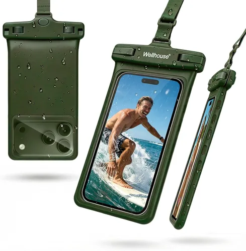 Miniatura 23 de wellhouse Bolsa impermeable para teléfono, Funda impermeable para teléfono para iPhone 16 15 14 13 12 Pro Max XS Samsung, Bolsa seca para celular 1