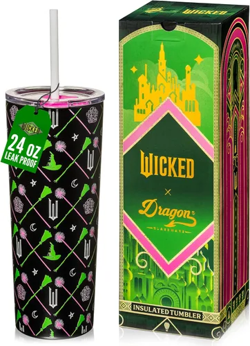 Miniatura 26 de Dragon Glassware x Barbie - Vaso térmico aislado al vacío con tapa y pajilla, vaso térmico de acero inoxidable de 24 onzas con 2 pajillas, vaso