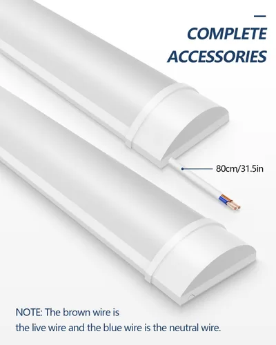 Miniatura 5 de Sararoom lámpara LED para tienda de 2 pies, tubo de 20 W, 2400 lm, 4000 K blanco neutro, luz de techo de 60 cm 23.6 pulgadas para garaje, armario