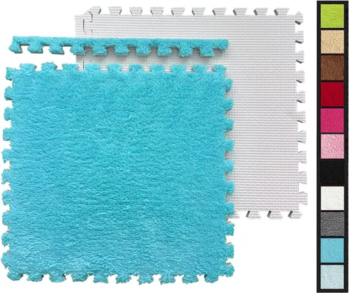 Miniatura 13 de 12 piezas de baldosas de alfombra de espuma entrelazadas para niños con borde, cuadrados gruesos de alfombra de felpa, tapetes de juego para el Negro