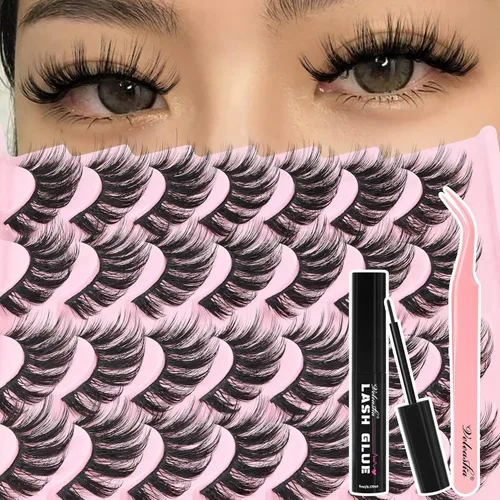 Miniatura 11 de Veleasha Pestañas postizas de visón sintético 3D, pestañas postizas esponjosas de aspecto natural, paquete de 14 pares de pestañas postizas de lujo