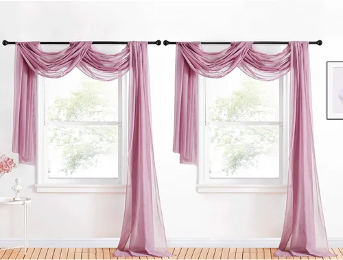 Miniatura 7 de NICETOWN Cenefa decorativa larga para ventana, cenefa de bufanda de boda, cortina de gasa para sala de estar, dormitorio, ceremonia