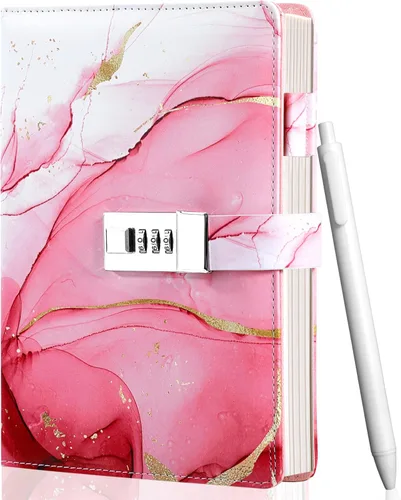 Miniatura 21 de CAGIE Diario con candado para niñas, kit de diario rayado rellenable A5 con contraseña y candado, lindos regalos de Navidad y cumpleaños para niñas
