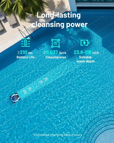 Miniatura 3 de Spino E1 - Limpiador robótico inalámbrico para piscina, robot de piscina para limpieza de paredes y líneas de flotación, camino de arco inteligente