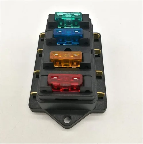 Miniatura 4 de 12V/24V 4 vías 5 vías auto hoja caja de fusibles titular circuito estándar ATO + fusible de hoja libre (color : soporte de fusible ATO 4 vías)