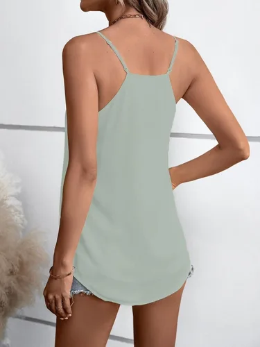 Miniatura 59 de Camiseta de chifón con tirantes delgados ajustables y cuello en V