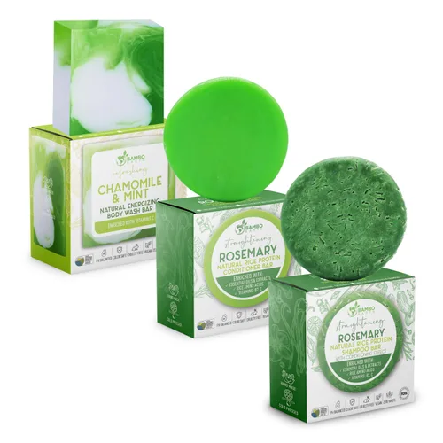 Miniatura 13 de Paquete de champú, acondicionador y gel de baño de proteína de arroz sólido Champú, acondicionador y barras de lavado para cabello y cuerpo