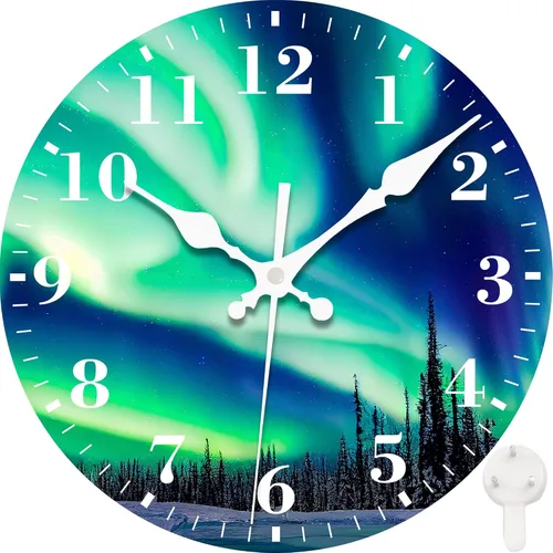 Miniatura 13 de Reloj de pared, astronauta y planetas espaciales, silencioso, sin tictac, funciona con pilas, redondo, decorativo, para interiores y exteriores