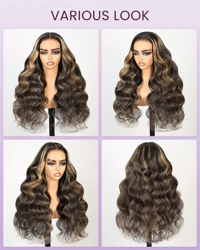 Miniatura 2 de Peluca Balayage Wear and Go sin pegamento, predepilada 12A, densidad del 220%, encaje frontal, peluca de cabello humano 6x5, precortada, pelucas
