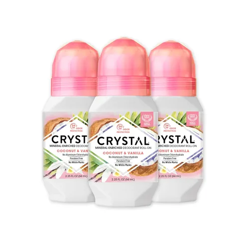Crystal Desodorant Essence Roll-On 2.25oz Coconut Vanilla (paquete de 3)