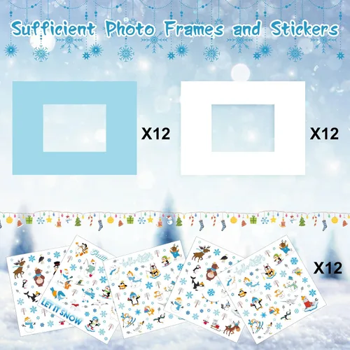 Miniatura 3 de Capoda Paquete de 24 kits de manualidades de imágenes de invierno, marcos de fotos de papel de nieve para niños, marcos de fotos de nieve