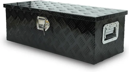 Miniatura 15 de confote Caja de herramientas de 20 pulgadas con rayas de aluminio plateado para cama de camioneta pickup, remolque RV, organizador de almacenamiento