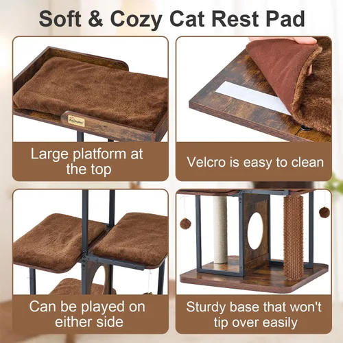 Miniatura 8 de FourFurPets Árbol para gatos extra grande, torre para gatos XXL de 66.4 pulgadas para gatos de interior, grande y adultos de 20 libras, moderna