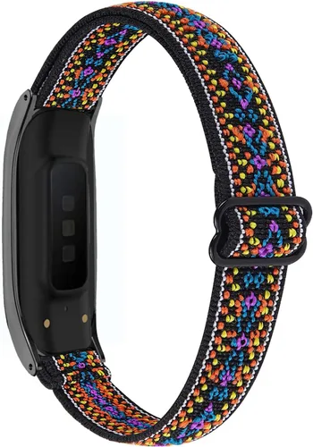 Miniatura 15 de Correas de cuero genuino y bandas elásticas de nailon compatibles con Samsung Galaxy Fit2, correas deportivas suaves y transpirables para mujeres