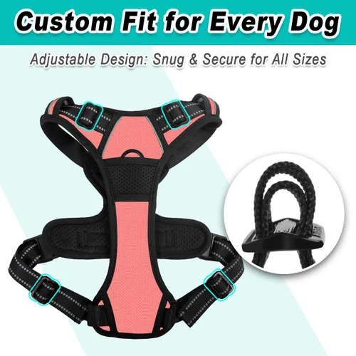Miniatura 6 de BARKBAY Arnés para perro sin tirones para perros medianos, ajustable, reflectante, cómodo, sin estrangulamiento, resistente - perfecto para Rosa