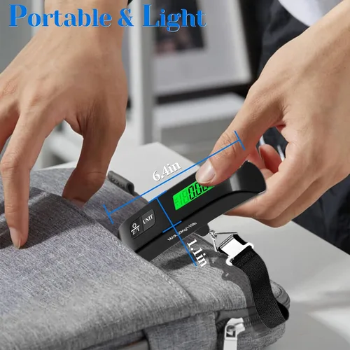 Miniatura 6 de Báscula de equipaje, báscula de equipaje de 110 libras con funciones de conmutación de 4 unidades y pantalla LED, báscula de equipaje digital