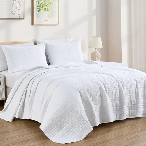Chezmoi Collection Kingston Juego de Colcha Tamaño Twin XL, 2 Piezas Colcha Acolchada de Microfibra Ligera de Gran Tamaño Blanca (80"x106") para