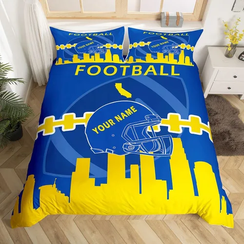 Miniatura 23 de Erosebridal Juego de funda de edredón personalizada para niños y niñas, juego de cama de jugadores de fútbol, funda de edredón de rugby con 1 funda