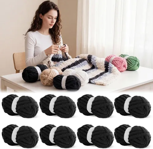 Miniatura 22 de BALAPET Hilo grueso para tejer a mano, hilo de felpa gruesa súper suave para manta y tejer bricolaje, hilo voluminoso jumbo esponjoso, apto