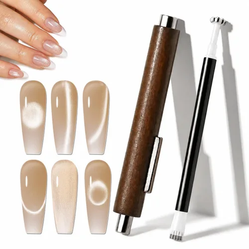 Miniatura 13 de Modelones Imán de esmalte de uñas de gel de ojo de gato, herramienta magnética 8 en 1 para uñas de gel, varita magnética fuerte para arte de uñas