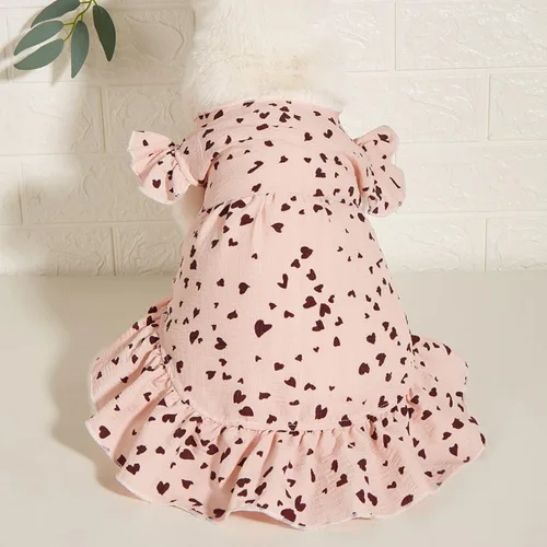 Miniatura 3 de Generic Vestido para perro con estampado de corazón rosa, talla XS, lindo vestido para perro, falda tutú para cachorro, chihuahua, cumpleaños