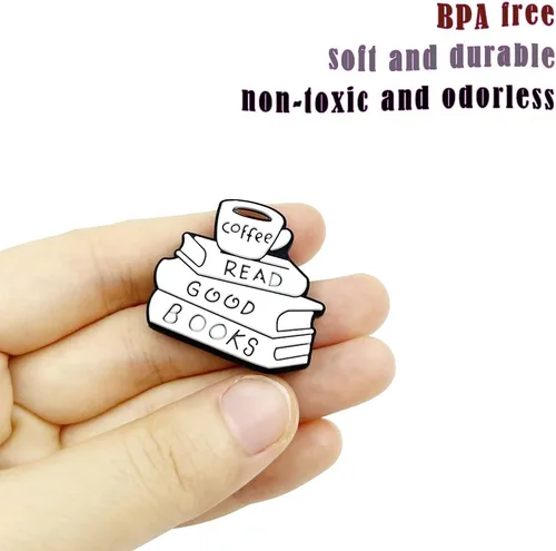 Miniatura 2 de Cuentas focales de silicona con forma de libro de café, cuentas focales planas para bolígrafos, llavero, pulsera, cordón, bricolaje, 10