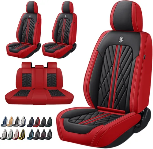 Miniatura 12 de Juego de fundas de asiento de automóvil de cuero nappa impermeables y transpirables de ajuste universal, cojín protector para vehículo automotriz