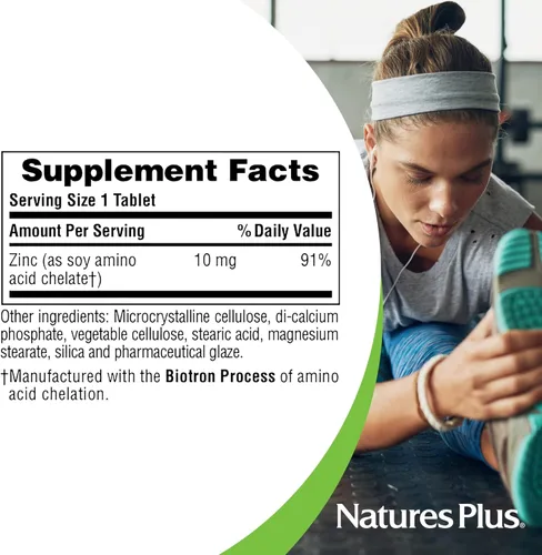 Miniatura 5 de NaturesPlus Zinc 10 mg – 90 comprimidos, paquete de 2 – Apoya la salud inmune y el bienestar general – Forma de quelato de aminoácidos de alta