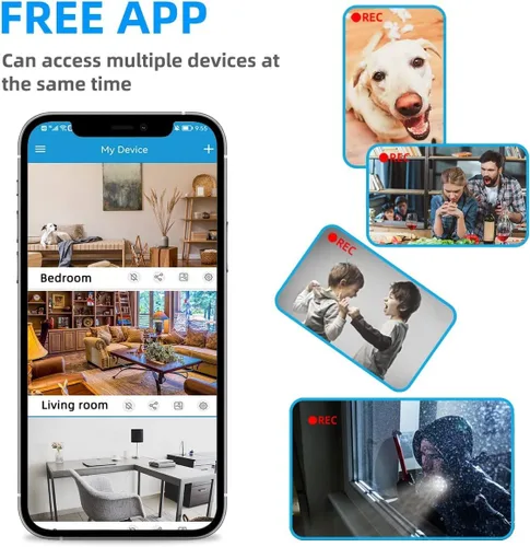 Miniatura 3 de Cámara cargador de teléfono, cámara de carga inalámbrica, gran angular de 110°, WiFi de 2.4G/aplicación gratuita control remoto, detección